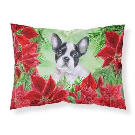 Carolines Treasures Carolines Treasures CK1358PILLOWCASE French Bulldog Black & White Poinsettas Fabric Standard Pillowcase CK1358PILLOWCASE